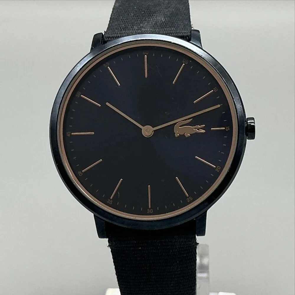 Lacoste Womens Watch 35mm Black Dial Leather Fabric 3 ATM New Battery